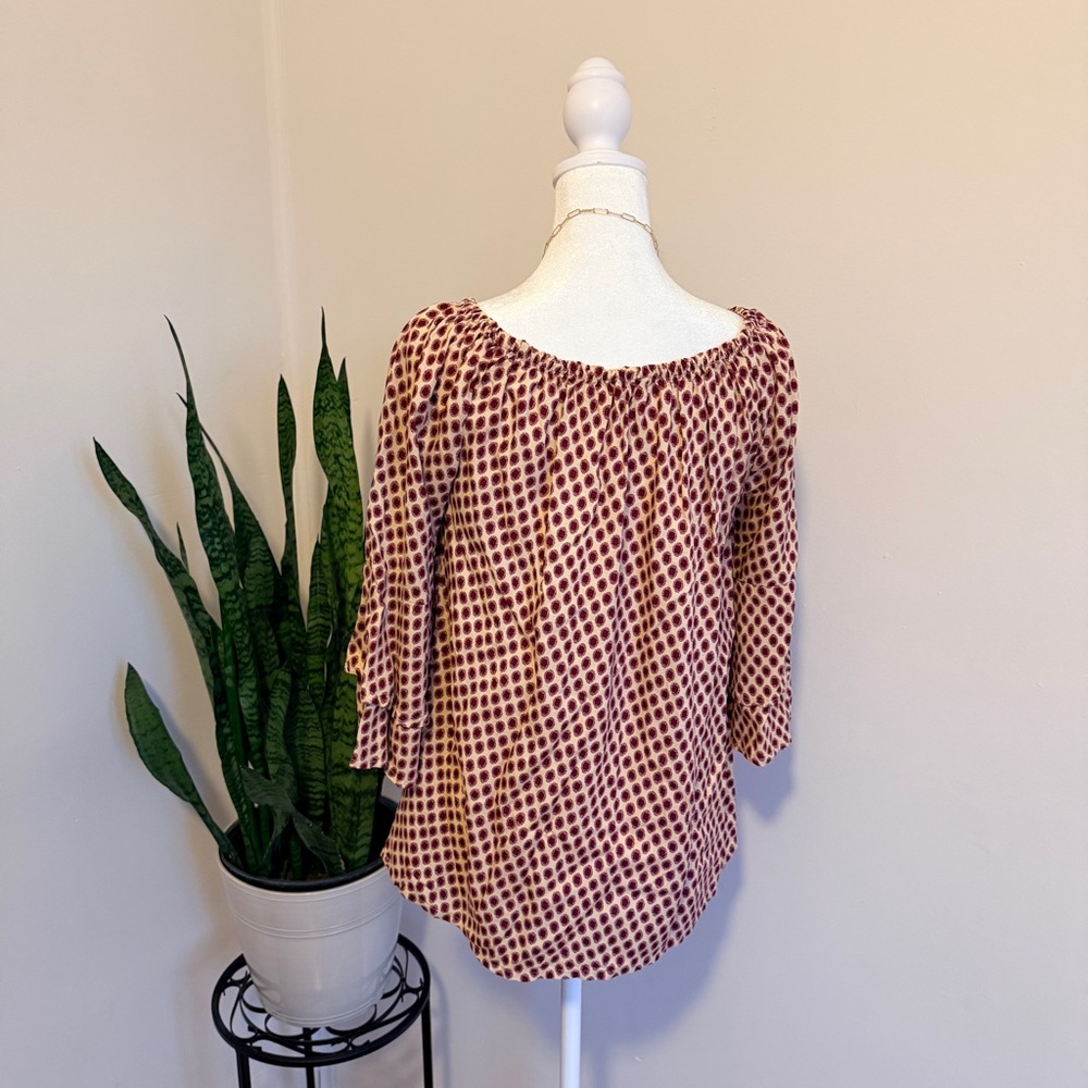 Lascana | Chic Maroon Patterned Blouse, 3/4 Sleeves - Picture 3 of 8